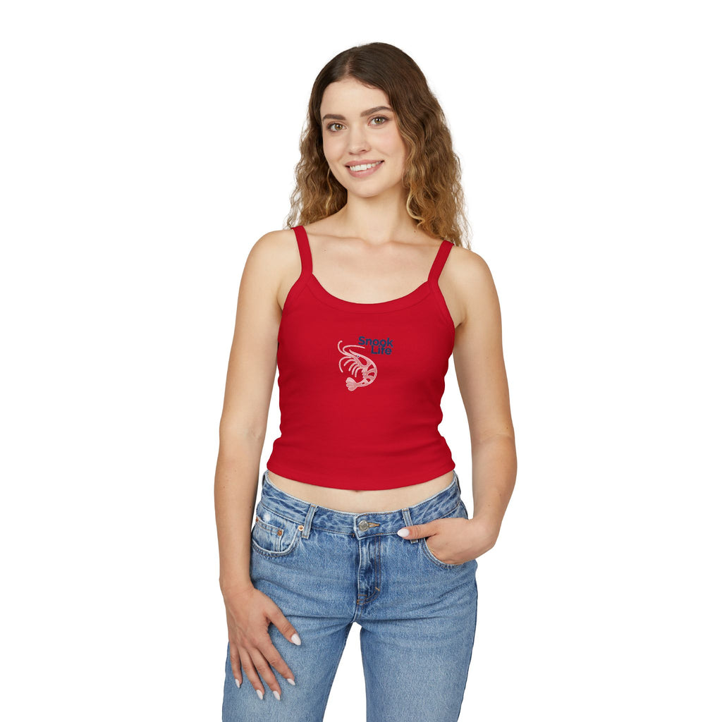 Snook Life® - Women's Spaghetti Strap Tank Top — Minimal Pink Shrimp Graphic