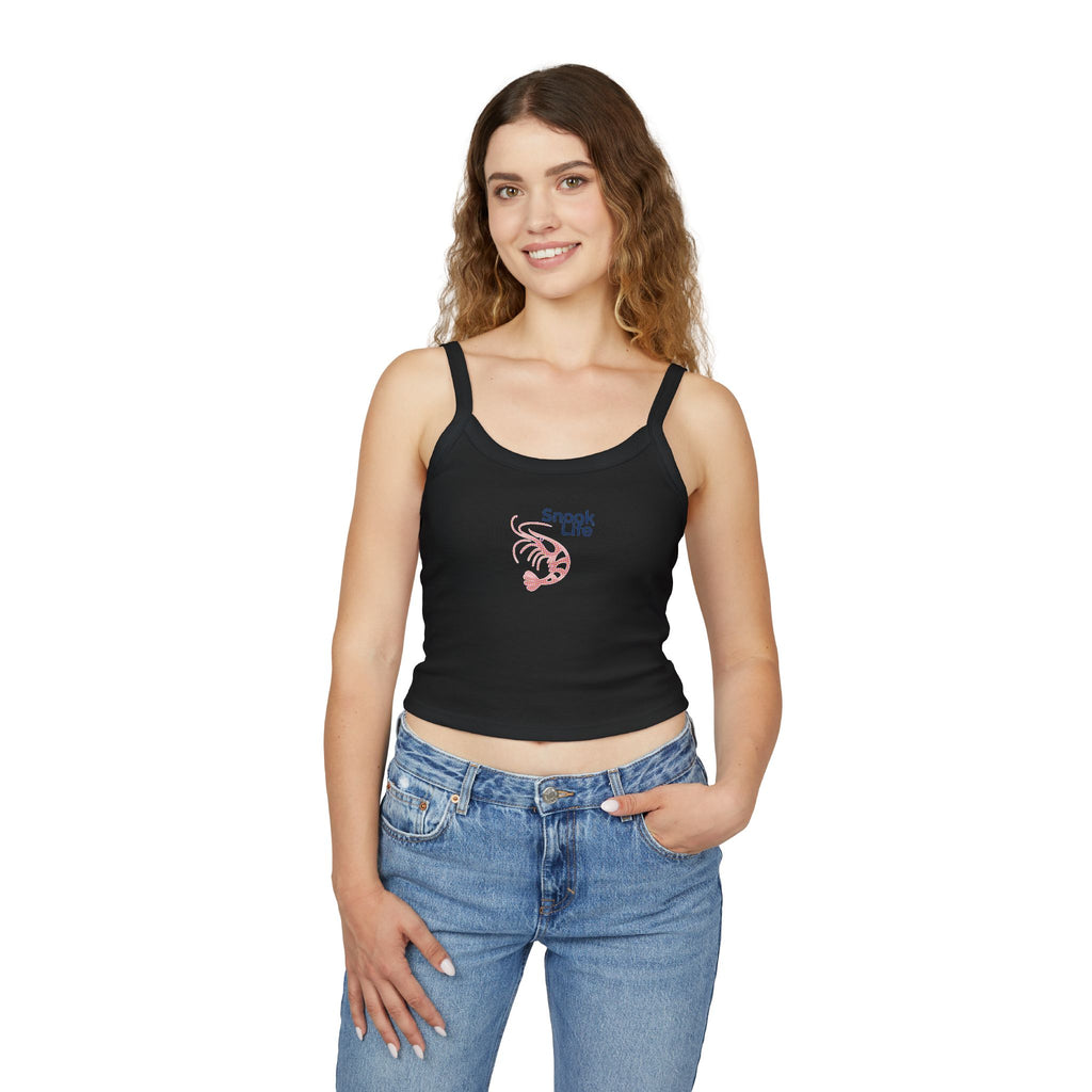 Snook Life® - Women's Spaghetti Strap Tank Top — Minimal Pink Shrimp Graphic