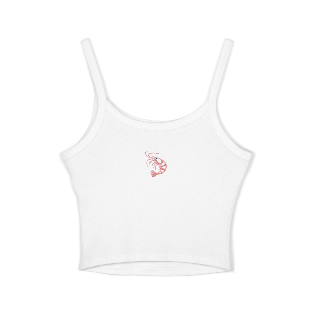 Snook Life® - Women's Spaghetti Strap Tank Top — Minimal Pink Shrimp Graphic