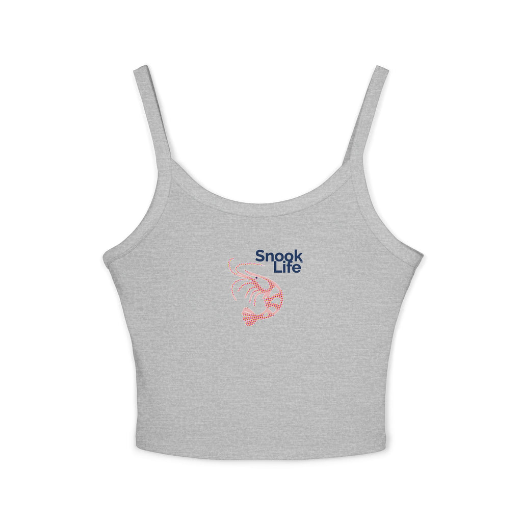 Snook Life® - Women's Spaghetti Strap Tank Top — Minimal Pink Shrimp Graphic