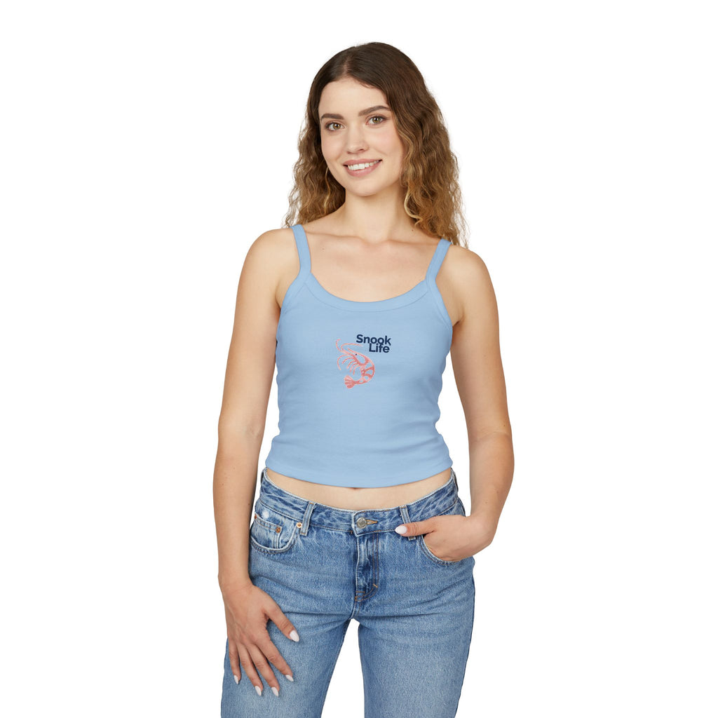 Snook Life® - Women's Spaghetti Strap Tank Top — Minimal Pink Shrimp Graphic