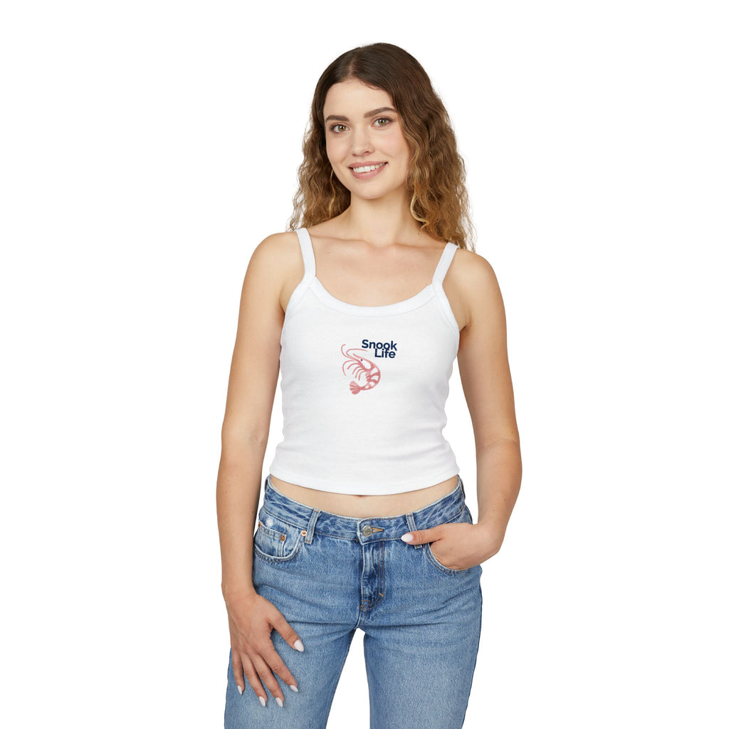Snook Life® - Women's Spaghetti Strap Tank Top — Minimal Pink Shrimp Graphic