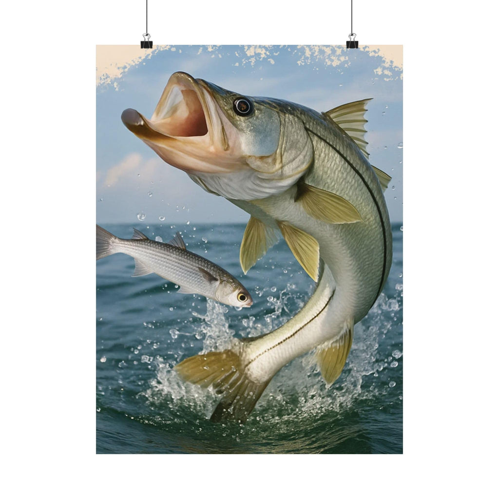 Snook Life Original Art - Jumping Snook Fish Poster | Matte Vertical Fishing Wall Art