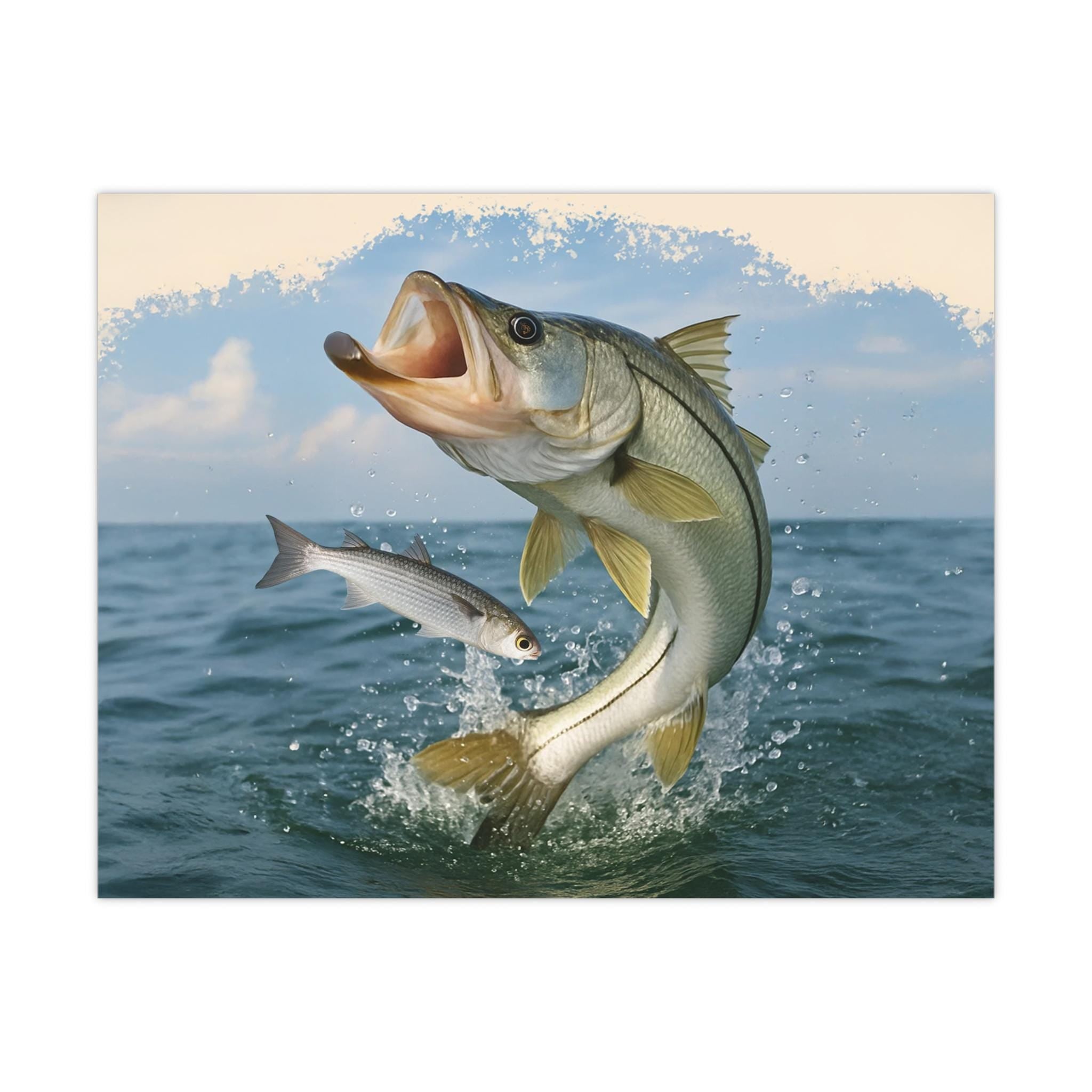 Snook Life® Jumping Snook Fish Poster | Saltwater Fishing Wall Art | Ocean Coastal Print Decor