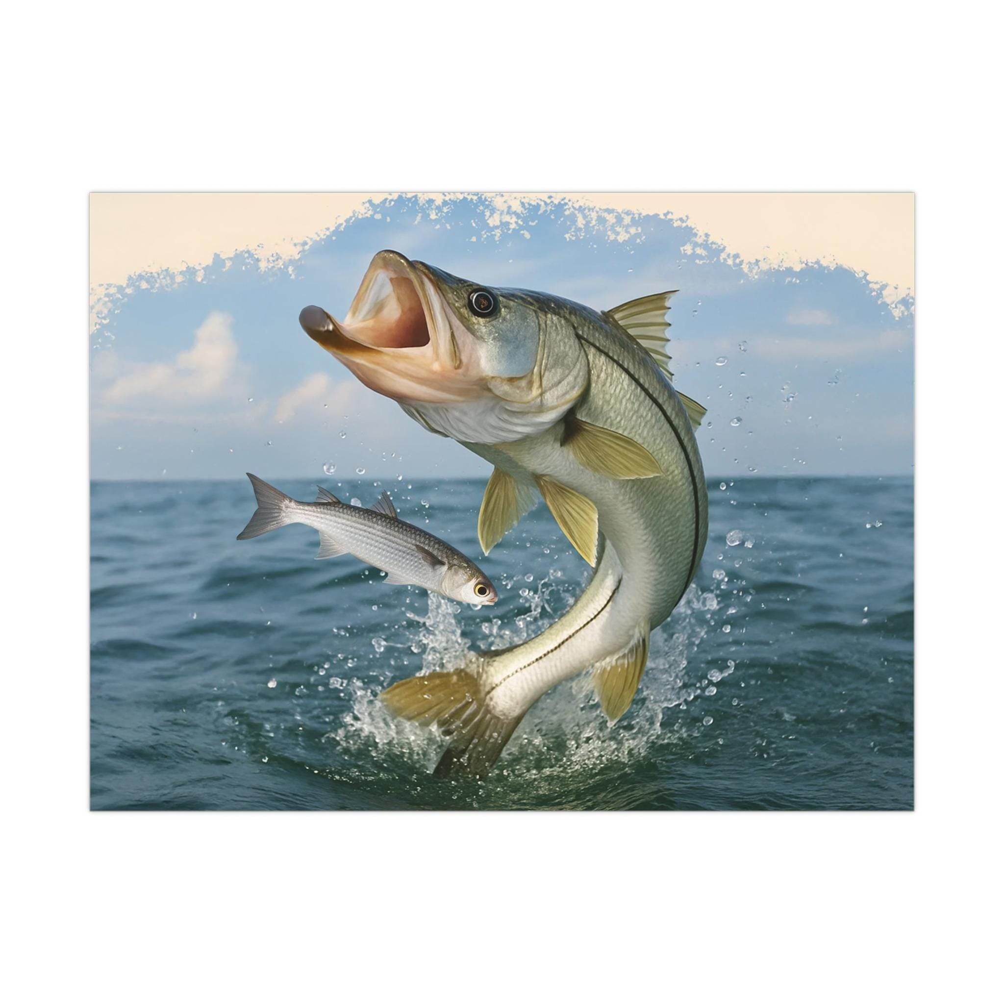 Snook Life® Jumping Snook Fish Poster | Saltwater Fishing Wall Art | Ocean Coastal Print Decor