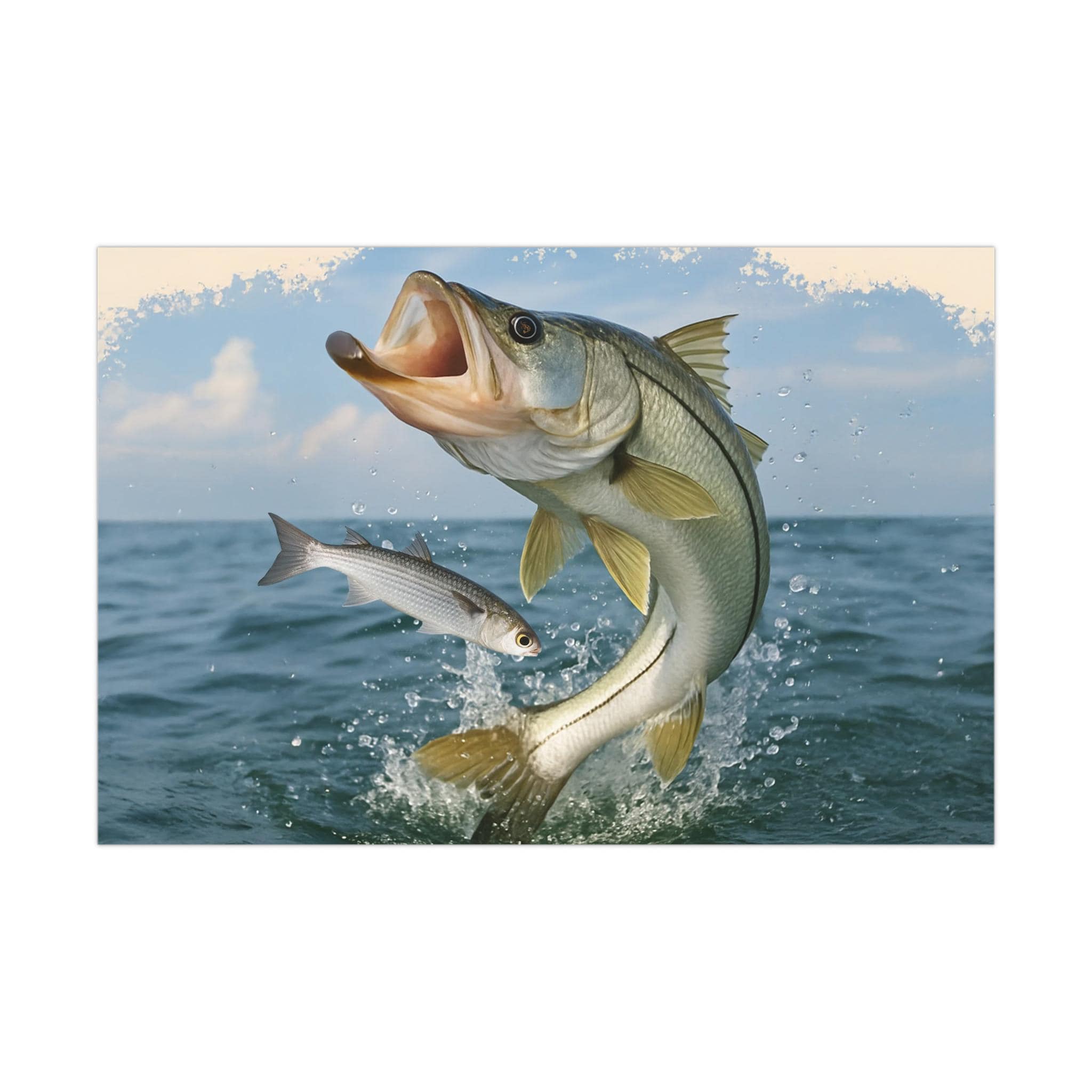 Snook Life® Jumping Snook Fish Poster | Saltwater Fishing Wall Art | Ocean Coastal Print Decor